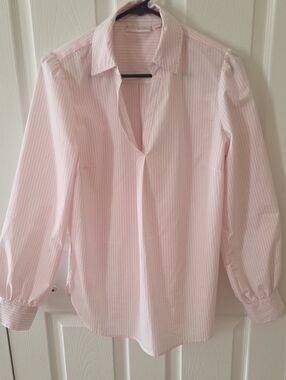 Light Pink Pinstripe Collared Blouse